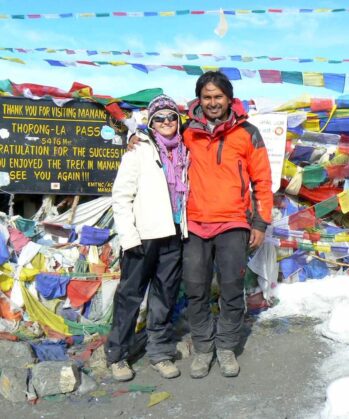 Tina Eckert und Bhagwan Thorong-La Pass