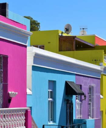 Bunte Häuser in Bo-Kaap, Kapstadt, Südafrika